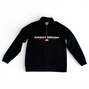 Cinch Men’s Black Quarter Zip Fleece Pullover USA Flag Detail